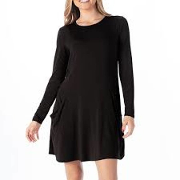 Betabrand Sweatshirt Dress Black Extra Small